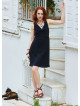Black Casual Dress with a Loose Collar and Zipper 5005