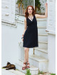 Black Casual Dress with a Loose Collar and Zipper 5005