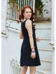 Black Casual Dress with a Loose Collar and Zipper 5005