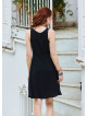 Black Casual Dress with a Loose Collar and Zipper 5005