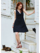 Black Casual Dress with a Loose Collar and Zipper 5005