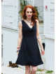 Black Casual Dress with a Loose Collar and Zipper 5005