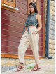 Lace up Waist Pocket Loose Fit Beige Womens Authentic Harem Pants 5011