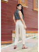 Lace up Waist Pocket Loose Fit Beige Womens Authentic Harem Pants 5011