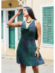 Green Ethnic Dress with a Loose Collar and Zipper 5005