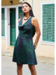 Green Ethnic Dress with a Loose Collar and Zipper 5005