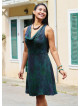 Green Ethnic Dress with a Loose Collar and Zipper 5005