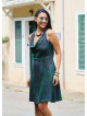 Green Ethnic Dress with a Loose Collar and Zipper 5005