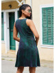 Green Ethnic Dress with a Loose Collar and Zipper 5005