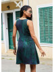 Green Ethnic Dress with a Loose Collar and Zipper 5005