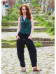 Black Women's Loose Fit Harem Pants with Pockets 5010