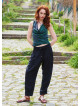 Black Women's Loose Fit Harem Pants with Pockets 5010