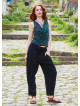 Black Women's Loose Fit Harem Pants with Pockets 5010