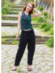 Black Women's Loose Fit Harem Pants with Pockets 5010