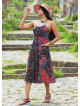 Black Authentic Dress with Spaghetti Straps, Buttons, and an Open Back  5001