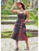 Black Authentic Dress with Spaghetti Straps, Buttons, and an Open Back  5001