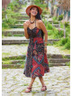 Black Authentic Dress with Spaghetti Straps, Buttons, and an Open Back  5001