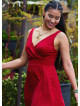 V Neck Red Long Dress with Slit from the Shoulder 4976