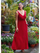 V Neck Red Long Dress with Slit from the Shoulder 4976