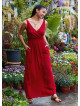 V Neck Red Long Dress with Slit from the Shoulder 4976