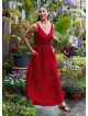 V Neck Red Long Dress with Slit from the Shoulder 4976