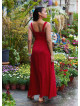 V Neck Red Long Dress with Slit from the Shoulder 4976