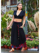 Double Layered Black Floral Skirt with Pockets and Button Details 5029