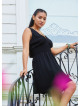 V Neck Black Mini Dress with Belted Waist 5013