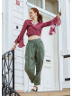 Womens Authentic Khaki Harem Pants with Drawstring Waist and Pockets 5009
