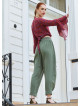 Womens Authentic Khaki Harem Pants with Drawstring Waist and Pockets 5009