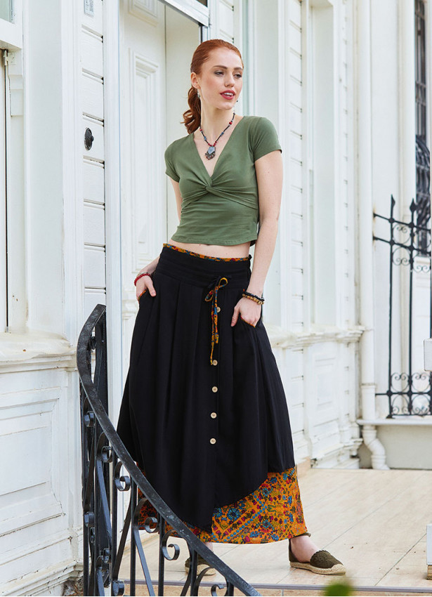 p Cross Front Short Sleeve Khaki Crop Top 4982