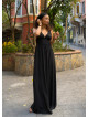Thin Strapped Backless Black Bohemian Dress 5020