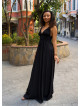 Thin Strapped Backless Black Bohemian Dress 5020