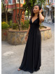 Thin Strapped Backless Black Bohemian Dress 5020