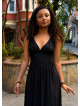Thin Strapped Backless Black Bohemian Dress 5020