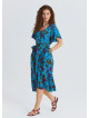 U Neck Double Breasted Ruffled Blue Floral Dress 4949
