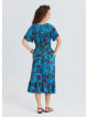 U Neck Double Breasted Ruffled Blue Floral Dress 4949