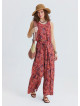 Boat Neck Backless Reyna Patterned Women's Authentic Jumpsuit 4876