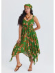 V Neck Asymmetrical Cut Bahia Pattern Bohemian Dress 4818