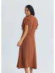 Full Length Buttoned Batwing Sleeve Coffee-Coloured Everyday Dress 4801