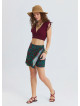 Cross Front Side Zip Green Floral Shorts Skirt 4941