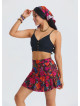 Red Shorts Skirt with Elasticated Waistband and Ruffles 4914
