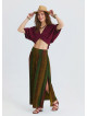 Green Long Skirt with Elasticated Waist and Deep Slit  4912