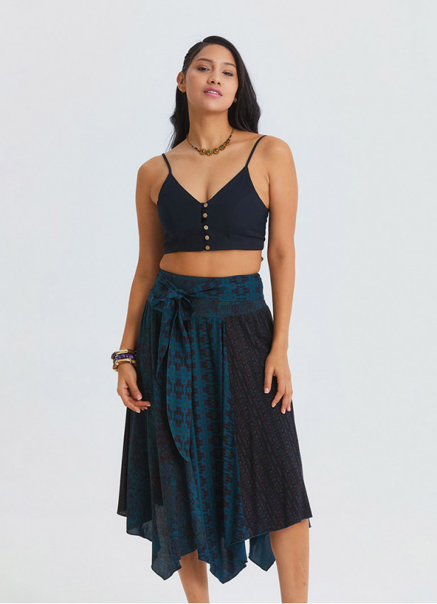 Black Crop Top with Thin Straps and Button Detail 4916