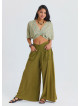 Loose Fit Green Womens Baggy Trousers with Pocket Detail 4867