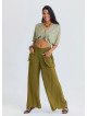 Loose Fit Green Womens Baggy Trousers with Pocket Detail 4867