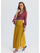 Drape Detail Slit Mustard Long Skirt  4905