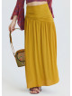 Drape Detail Slit Mustard Long Skirt  4905