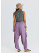 Elasticated Waistband, Cross Over Detail Lilac Women's Relaxed Fit Trousers 4844