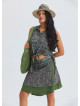 Double Layered Wrap Style Green Floral Skirt 4968